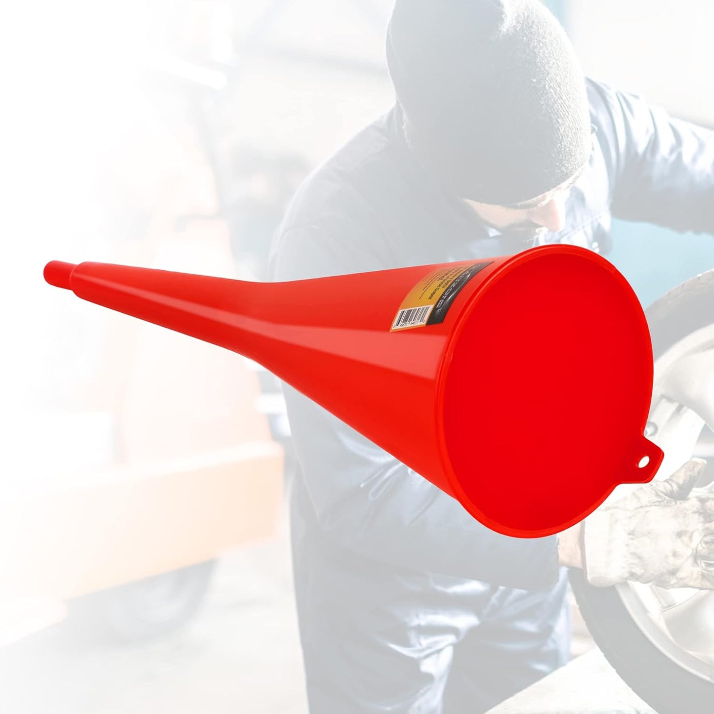 Long Neck Funnel, Oil Funnels for Oil Change, Long Funnels for Transmission Fluid, Automotive Funnel for Gas & Lubricants (12.0 Fluid Ounces, Red)