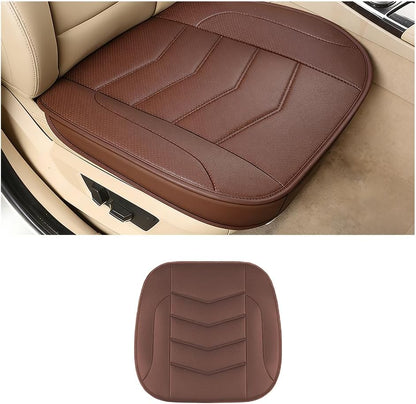 HZEL Car Front Bottom Seat Cover, Breathable Leather Full Wrapped Non-Slip Bottom Driver Seat Cushion with Storage Pocket, Comfortable Auto Interior Chair Protection Cover, Universal Fit (Coffee)