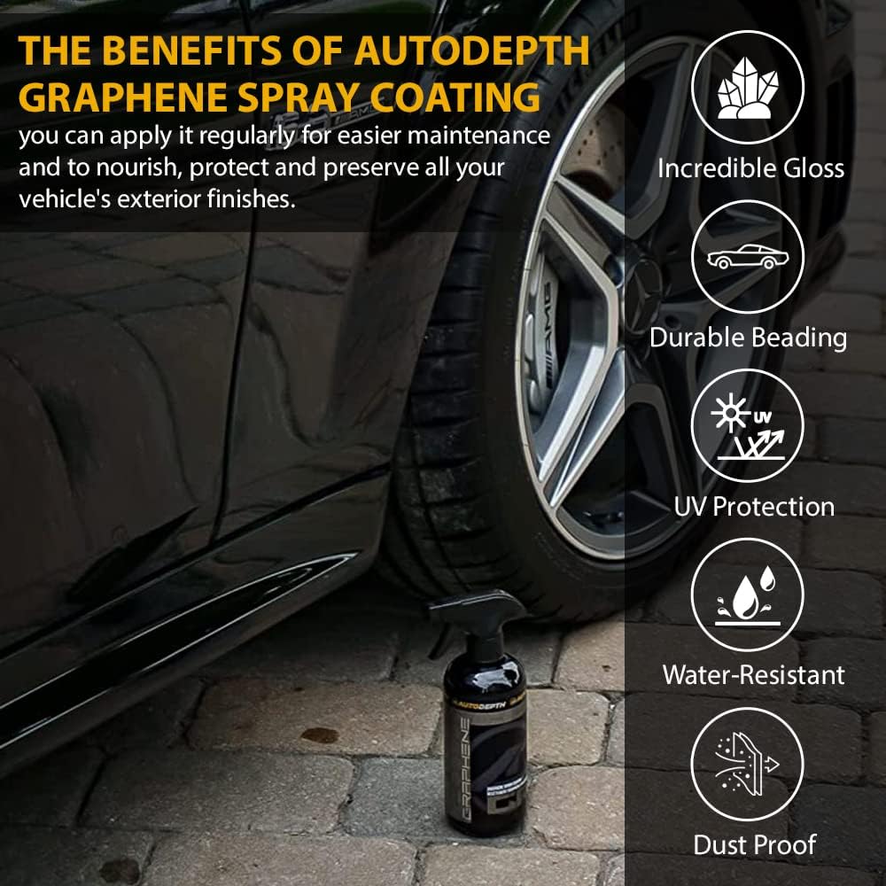 AutoDepth Graphene Ceramic Spray Coating, for Superior Protection & High Shine, Hydrophobic Car Coating Spray, for Car, Boat, Rv, Truck, Alloys, Lasts Upto 12 Months