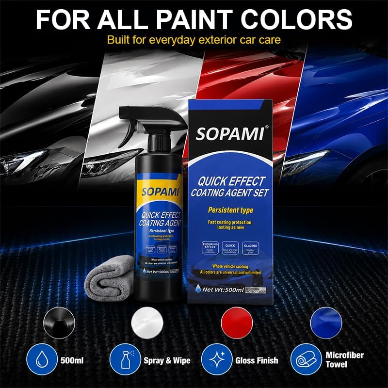 Sopami Ceramic Paint Sealant, Ceramic Coating Maximum Gloss & Shine ceramic wax, car coating spray Extremely Hydrophobic Ceramic Spray Coating for Cars, RVs, Motorcycles, Boats, and ATVs