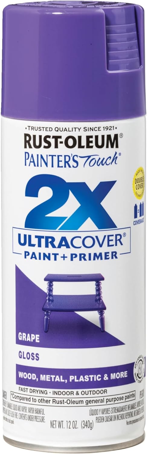 Rust-Oleum 334029 Painter's Touch 2X Ultra Cover Spray Paint, 12 oz, Gloss Clear - Colors C