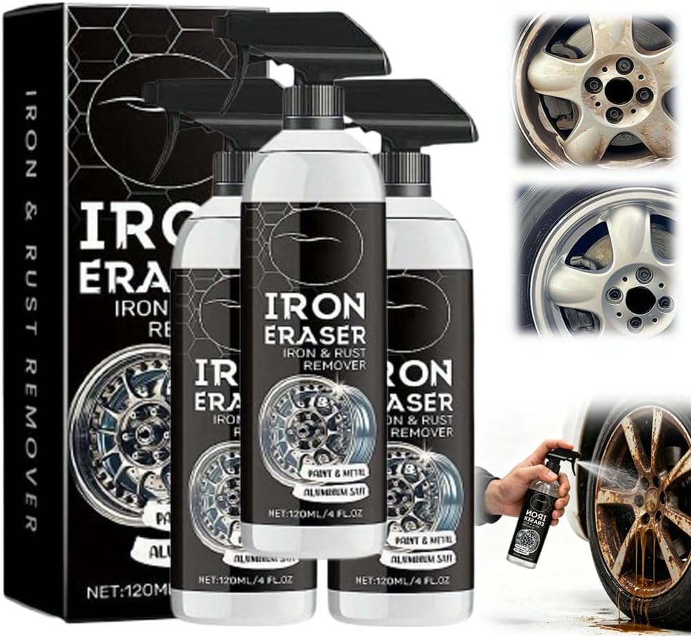 Iron Eraser,Iron Eraser Iron and Rust Remover,IronEraser Rust Remover Spray for Car Wheels and Paint,Fast Acting Rust and Brake Dust Remover for Professional Automotive Surface Cleaning
