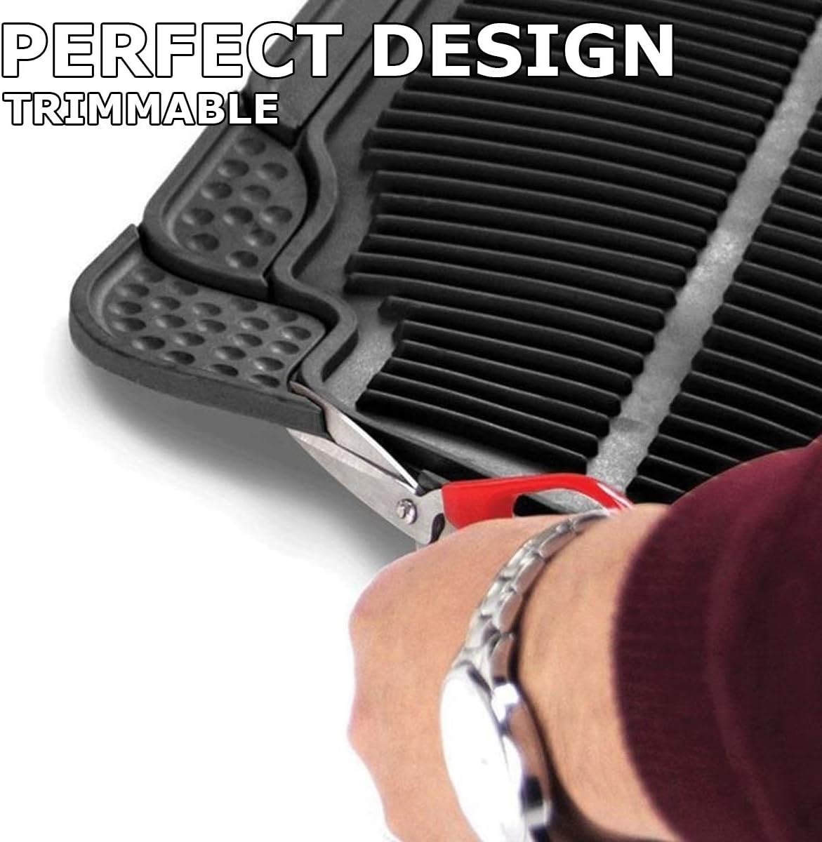 VaygWay Heavy Duty Cargo Liner Trunk Floor Mat – All Weather Trunk Protection Floor Mat - Black Rubber Trimmable Durable Cargo Auto Mat – Universal Fit Car SUV Truck Auto