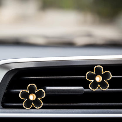 Frienda 6 Pcs Daisy Flower Air Vent Clip Accessories Air Conditioning Outlet Clip Car Air Freshener Dashboard Accessories Charm Car Inter Decor(3 cm, 3.3 cm,White)