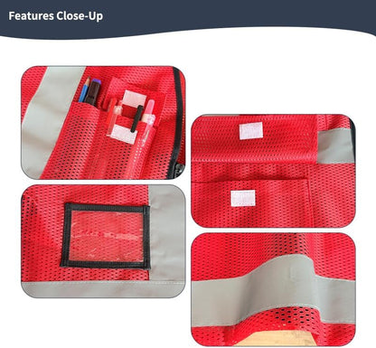 Reflective Safety Vest for Women Men High Visibility Security With Pocket Zipper Front Meet ANSI/ISEA Standard