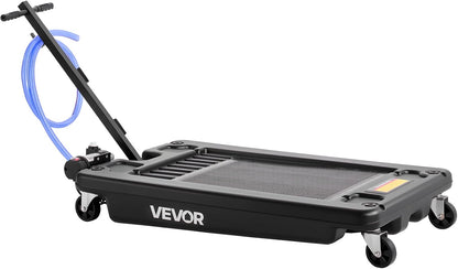 VEVOR Low Profile Oil Drain Pan, 17 Gal Capacity, Rolling Oil Drain Pan with 110V High-Flow Electric Pump, 7.2 ft Hose & T Folding Handle, Leak-proof & Corrosion-resistant, Fit for Trucks, ATVs, Black