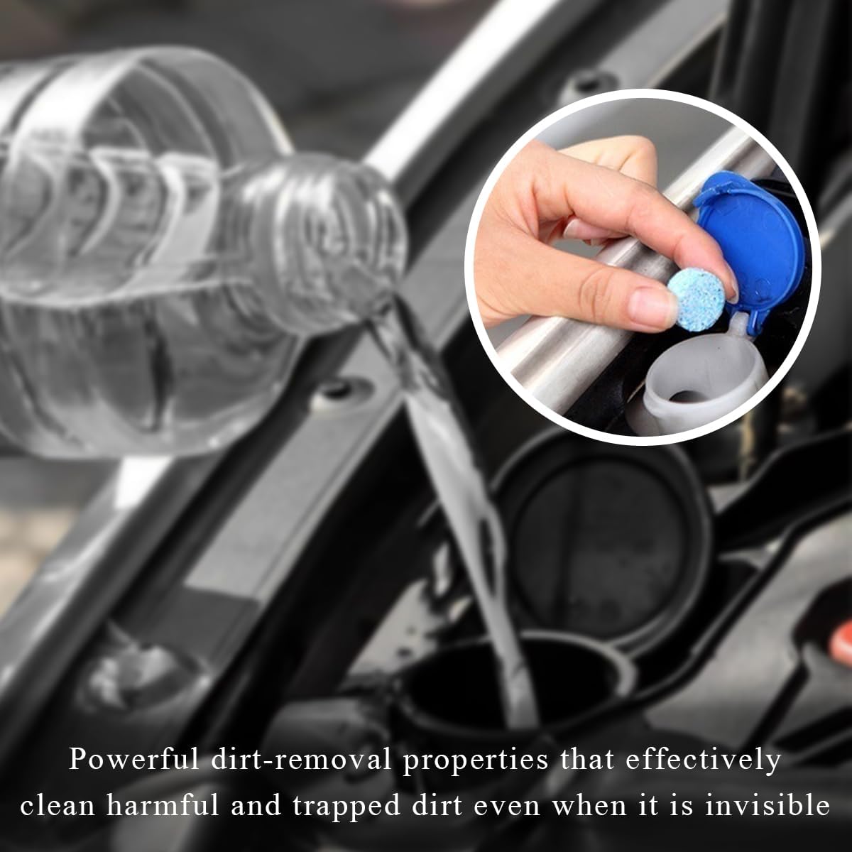 Yourkar 100 PCS Car Windshield Washer Tablets, Auto Glass Wiper Solid Cleaning Concentrated Tablets, Solid Effervescent Tablet for Cleaning Glass Window Surfaces, Car Accessories