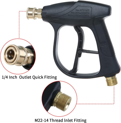 Sooprinse Foam Cannon Kit with Pressure Washer Short Gun, 1 L Snow Foam Lance with 1/4 Inch Quick Connector, Foam Blaster with Pressure Washer Gun,4000 PSI, Black