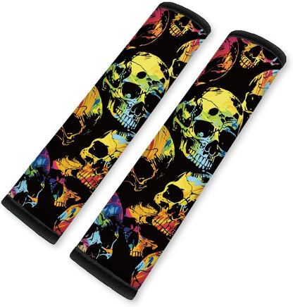 2Pcs Soft Auto Seat Belt Cover Pad Cute Cat Print Colorful Car Seatbelt Shoulder Cushion for Comfortable Driving, Compatible with All Cars' Seatbelt and Backpack Straps