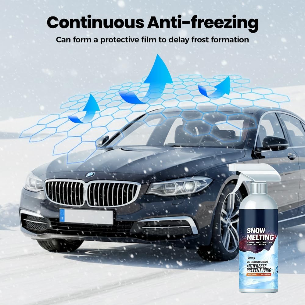 Deicing Spray 300ml,Deicer for Car Windshield,Deicing Agent,Antifreeeze Prevent Icing,Snow Melting Spray for Car Windows,Car Winter Essentials,Quick Ice & Snow Melting Spray (2pcs)