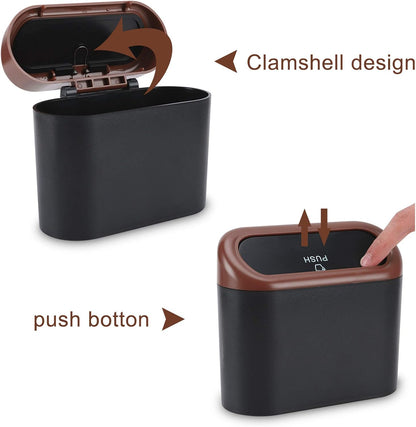 Accmor Car Trash Can with Lid, Mini Auto Dustbin Garbage Organizer Holder 2 Packs, Automotive Storage Container Bin with 60 Pcs Bags for Vehicle, Home, Office