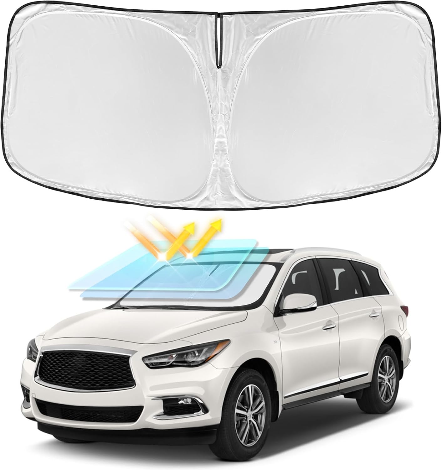 for Toyota Tacoma 2016-2023 2024 2025 2026 Sun Shade Sunshade Windshield Cover - 4 Layers Front Window Shade Custom Fit Tacoma 2Dr 4Dr Pickup Sun Visor 240T Shade Blocks UV Rays Car Accessories - Colors F