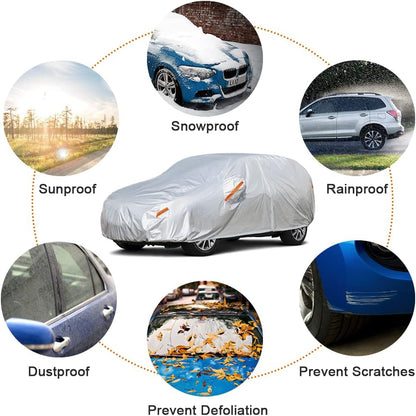 Kayme Car Covers for Automobiles Waterproof All Weather Sun Uv Rain Protection with Zipper Mirror Pocket Fit Toyota Camry, Honda Accord/Civic, Nissan Altima, Kia K5 etc.(186 to 193 Inch) 3XL
