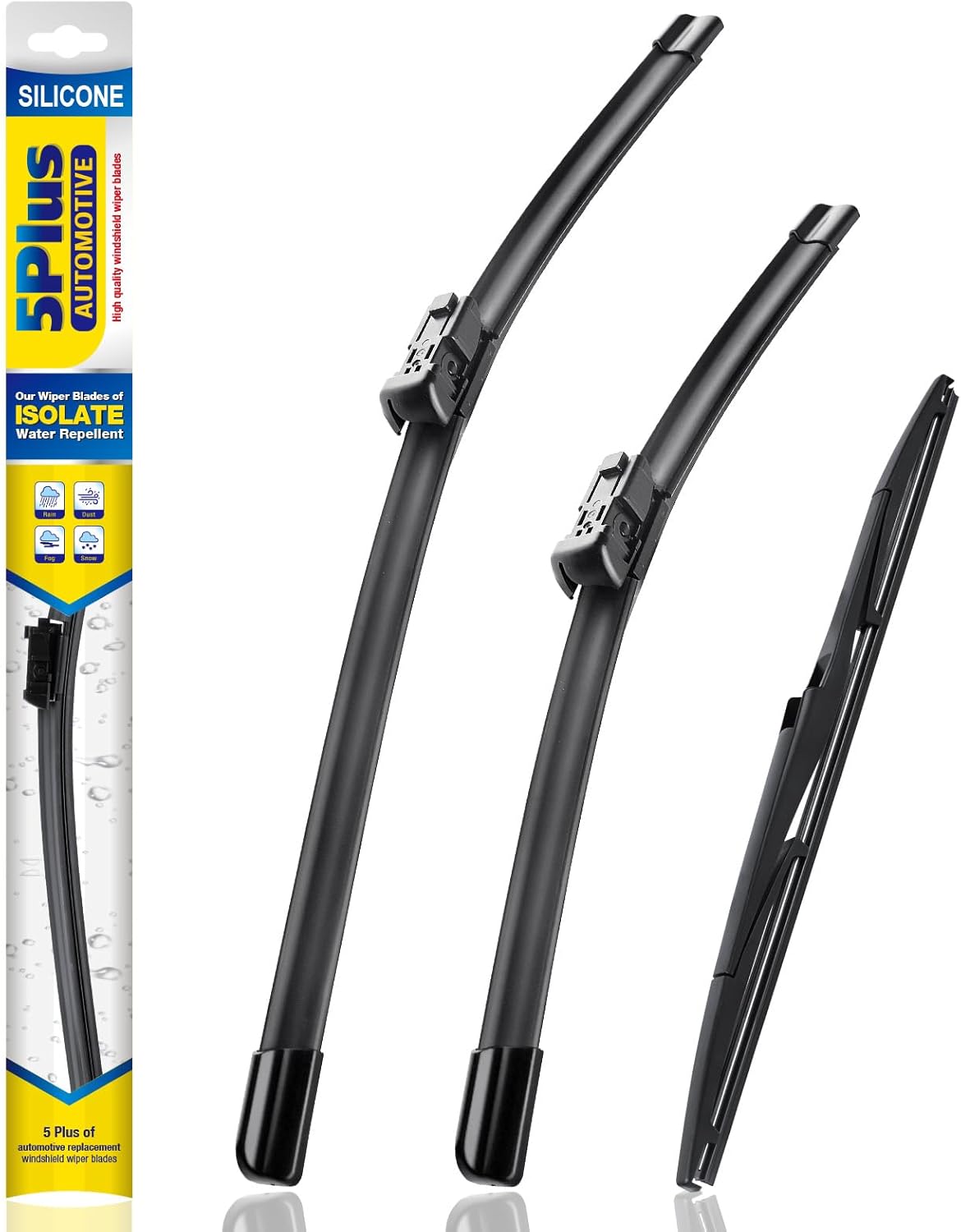 5 PLUS® Silicone Windshield Wipers Replacement for 2019-2024 Toyota RAV4/ 2006-2015 Mazda 5 Wiper Blades(Set of 3), Windshield Wiper Blades For My Car-26"/16"/12" - Colors C