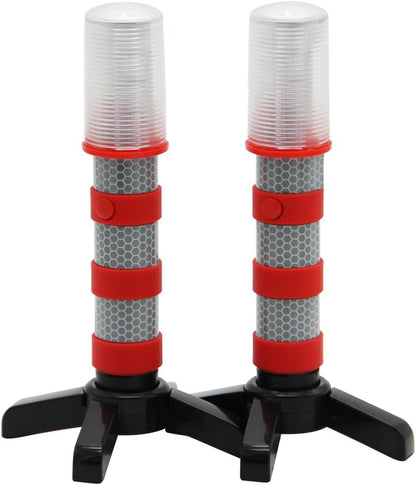 Twinkle Star LED Safety Strobe Road Warning Light, Set of 4 | Emergency Roadside Flares Kit, Highway Beacon Alert Flare, Magnetic Base, Detachable Stand, Solid Storage Case