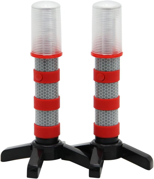 Twinkle Star LED Safety Strobe Road Warning Light, Set of 4 | Emergency Roadside Flares Kit, Highway Beacon Alert Flare, Magnetic Base, Detachable Stand, Solid Storage Case
