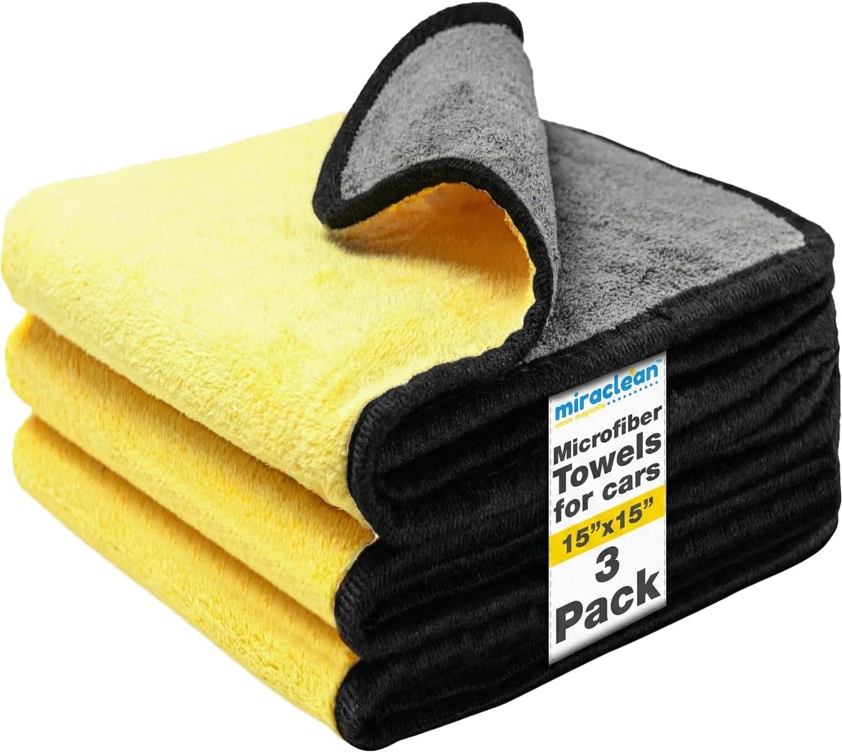 Microfiber Towels for Cars - 15.7" x 15.7" inches, Highly Absorbent Professional Grade Drying Towel Set for Superior Cleaning and Drying Performance - Car Drying & Kitchen Towel - Pack of 3