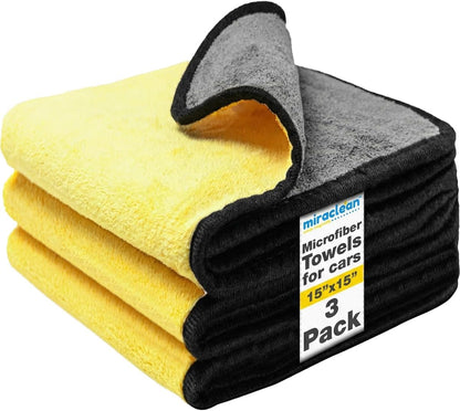 Microfiber Towels for Cars - 15.7" x 15.7" inches, Highly Absorbent Professional Grade Drying Towel Set for Superior Cleaning and Drying Performance - Car Drying & Kitchen Towel - Pack of 3