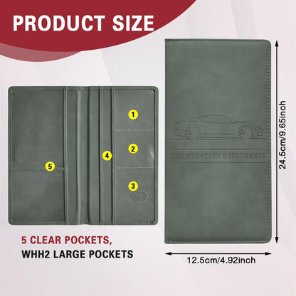 Car Registration and Insurance Holder, Registration and Insurance Card Holder, Auto Glove Box Organizer with Magnetic Shut, PU Leather Automobile Documents Wallet for Cards (Dark Green)