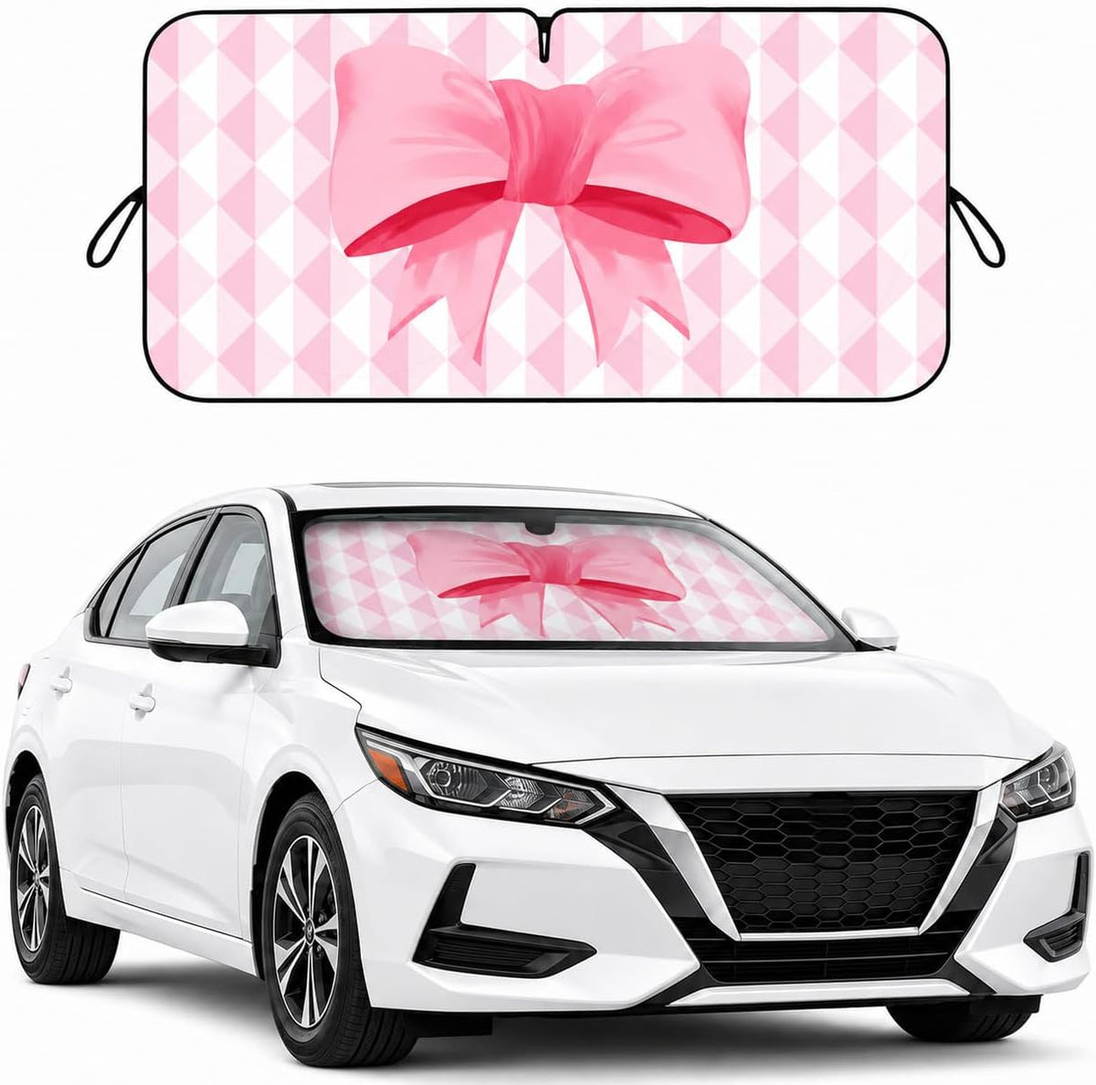 Car Windshield Sun Shade, Funny Cartoon Eyes Sun Visor for Car Windshield Universal Fits Sedan Compact Car Hatchback SUV, UV Heat Protection - 59 x 27.5