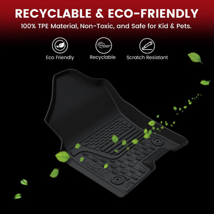 LASFIT Floor Mats for 2019-2025 2026 Ram 2500/3500 Crew Cab Bucket Seat for Carpet & Vinyl Floor (NOT fit Model with PTO Kit), All Weather TPE Custom Fit Car Mats Floor Liners 1st & 2nd Row, Black