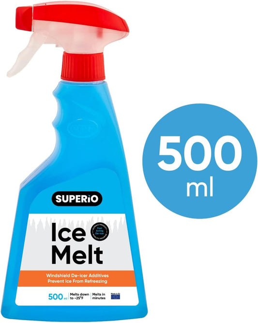 Superio Windshield Deicer for Car – Winter Ice Melt & Defroster, Washer Fluid Safe, 17 oz