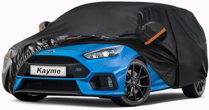 Kayme Sedan Car Cover Waterproof All Weather for Automobiles - See Vehicle Size Chart for Accurate Fit - Outdoor Full Exterior Cover Sun Rain Snow UV Protection with Zipper. Size A4 (See Size Chart)