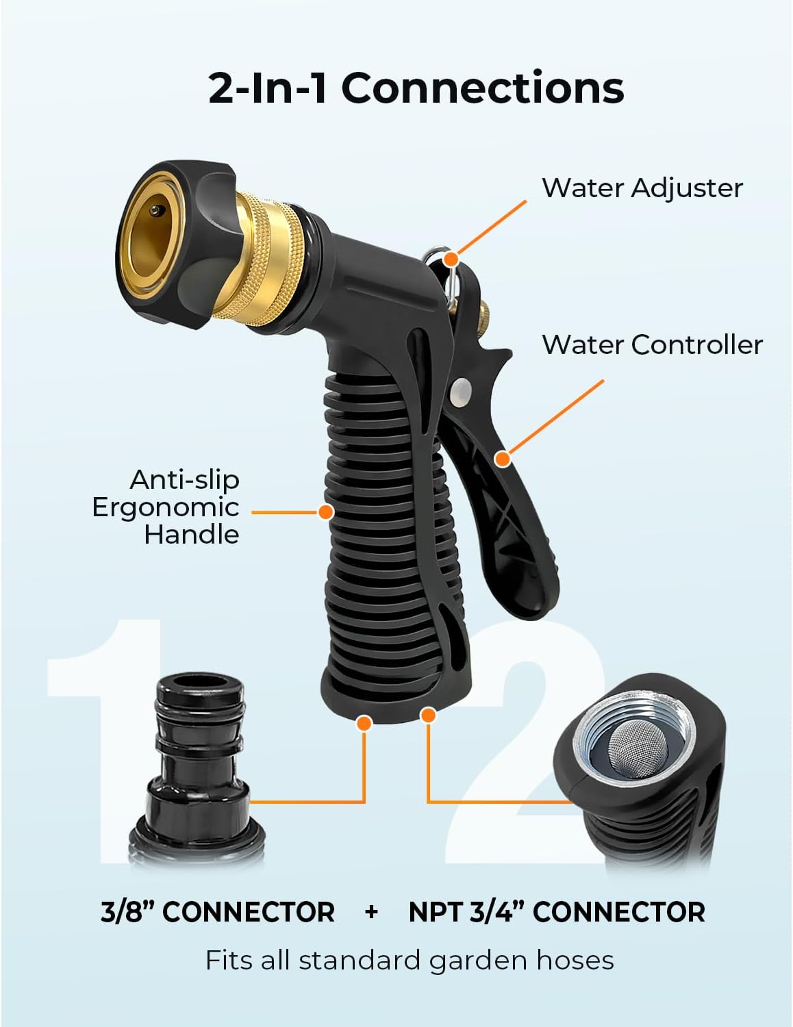 ARTIPOLY Car Wash Foam Gun + Microfiber Wash Mitt - Car Foam Sprayer - Foam Cannon for Hose - Spray Foam Gun Cleaner - Snow Foam Blaster for Cars, Boats, RVs, Foam Cannon Connects to Any Garden Hose