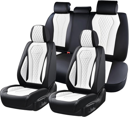 Coverado Seat Covers, Car Seat Covers Full Set, Black Car Seat Cover, Car Seat Covers Front Seats Back Seat Cover, Waterproof Car Seat Cushion, Leather Seat Covers Seat Protector Fit for Most Cars