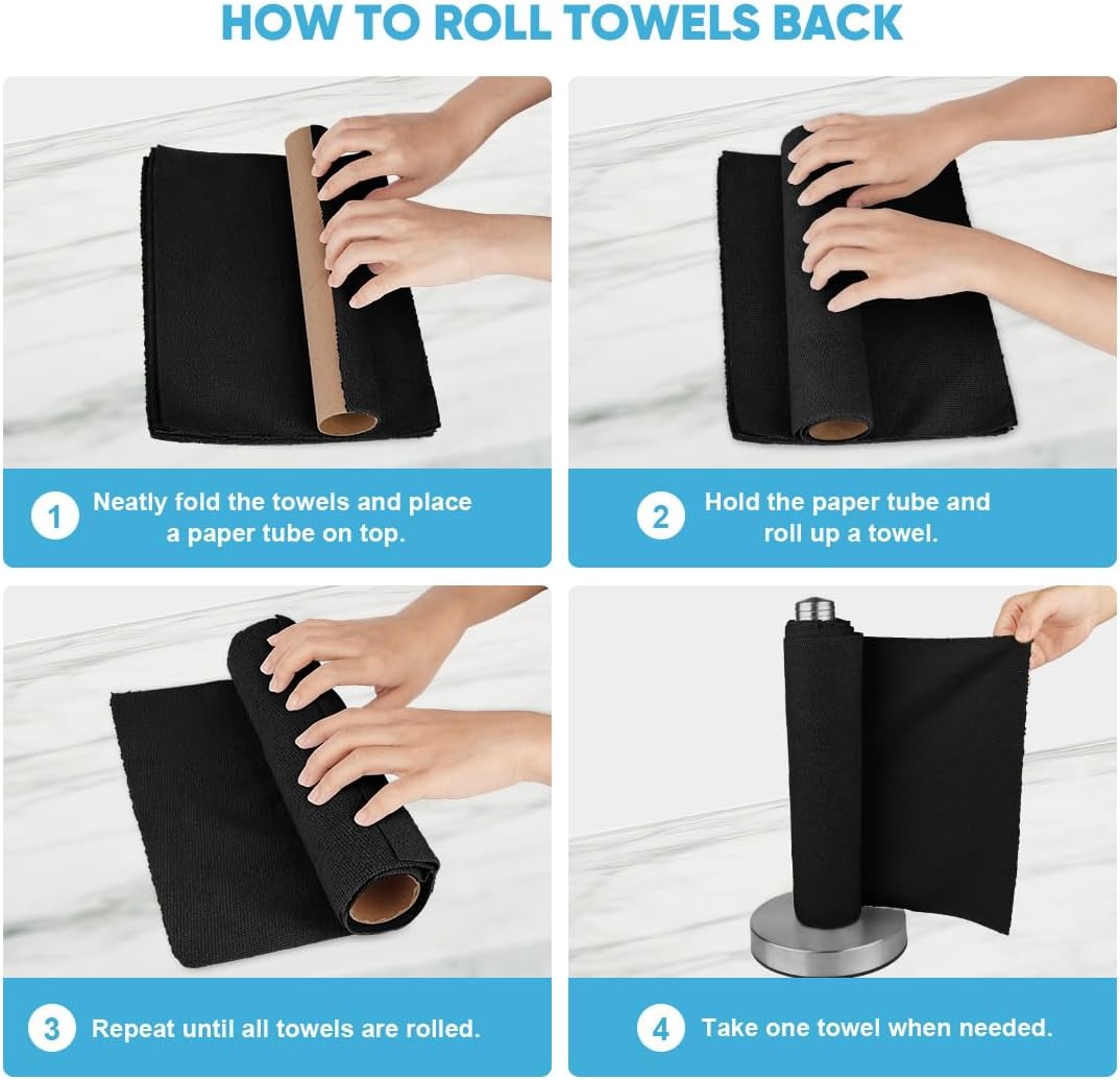 AIDEA Microfiber Cleaning Cloth Roll, Grey 75PK, Reusable Paper Towels Tear Away Cloth, Microfiber Towels for Cars, Wash Cloths, Lint Free Rags for House, Kitchen,Window,Cleaning Supplies 11.5"×11.5"