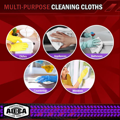AIDEA Microfiber Cleaning Cloth, 50PK, Microfiber Towels for Cars, Premium Wash Cloths, Dusting Cloth Cleaning Rags, Absorbent Towels for SUVs, House, Kitchen, Window, Cleaning Supplies12×12"