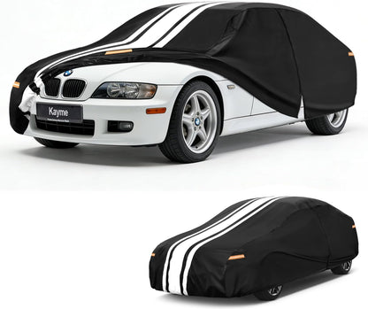 Kayme Heavy Duty Car Cover Custom Fit for BMW 3 Series 320i 325i 328i 330i 335i (1982-2026), Outdoor Full Exterior Cover with Tape and Towel, Rain Snow Sun UV Protection. - Colors A