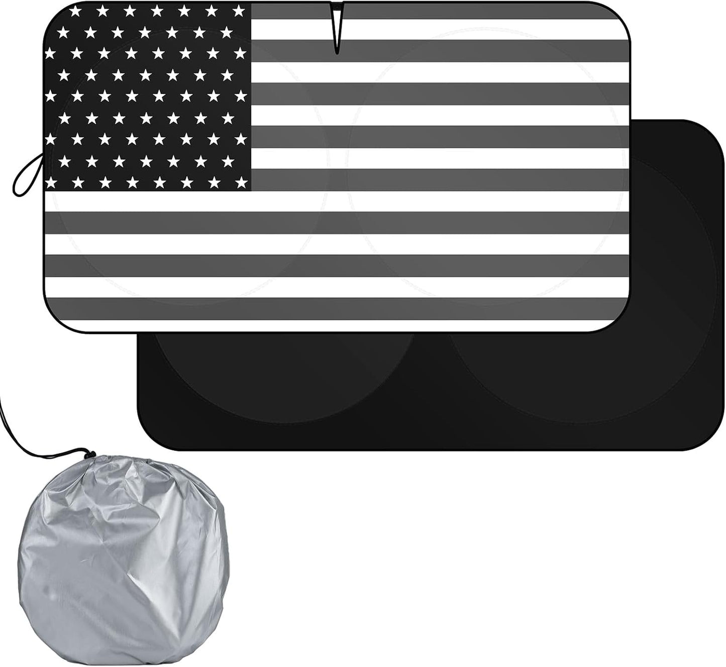 SEPORUD Windshield Sun Shade New American Eagle Flag USA Patriotic Design - Folding Car Front Window Sunshade for Cars SUV Trucks, Max UV Blocking and Keep The Vehicle Cool(64"x33.5")