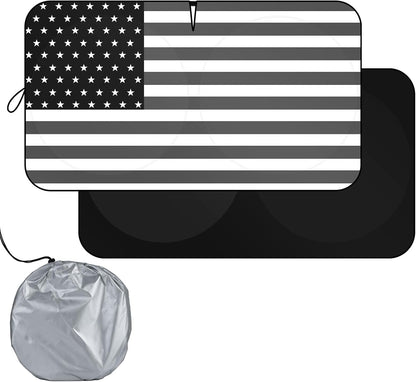 SEPORUD Windshield Sun Shade New American Eagle Flag USA Patriotic Design - Folding Car Front Window Sunshade for Cars SUV Trucks, Max UV Blocking and Keep The Vehicle Cool(64"x33.5")
