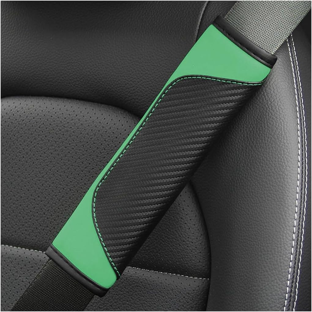 AUCELI 2PCS Car Seat Belt Cover, Carbon Fiber Seatbelt Shoulder Strap Covers, Breathable Leather Soft Harness Pad Protect Your Neck and Shoulder Compatible with Cars