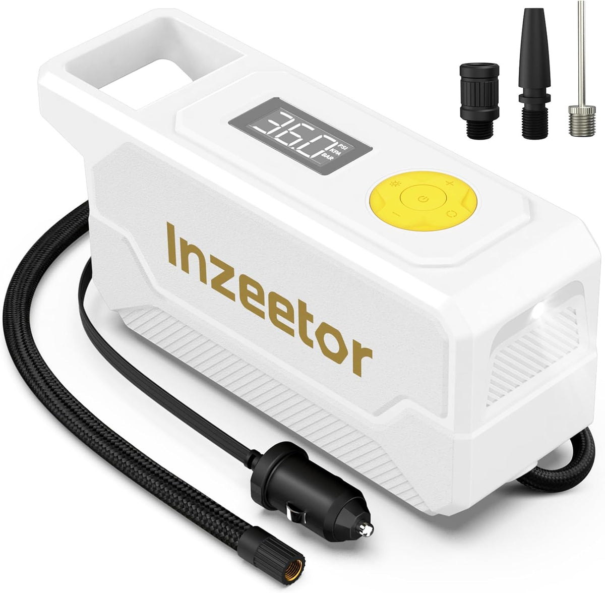 150 PSI Tire Inflator Portable Air Compressor, 12V DC Auto Shutoff Air Pump with Digital Pressure Gauge and Emergency LED Light for Car Tires, Bicycle & Balloons, Black
