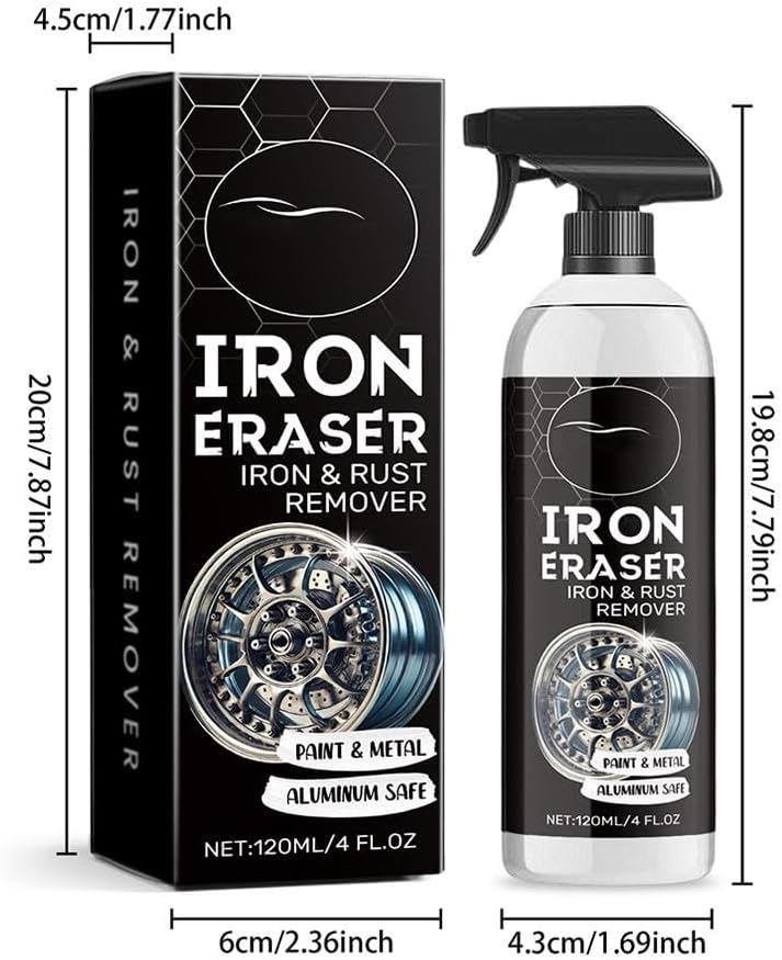 Iron Eraser,Iron Eraser Iron and Rust Remover,IronEraser Rust Remover Spray for Car Wheels and Paint,Fast Acting Rust and Brake Dust Remover for Professional Automotive Surface Cleaning