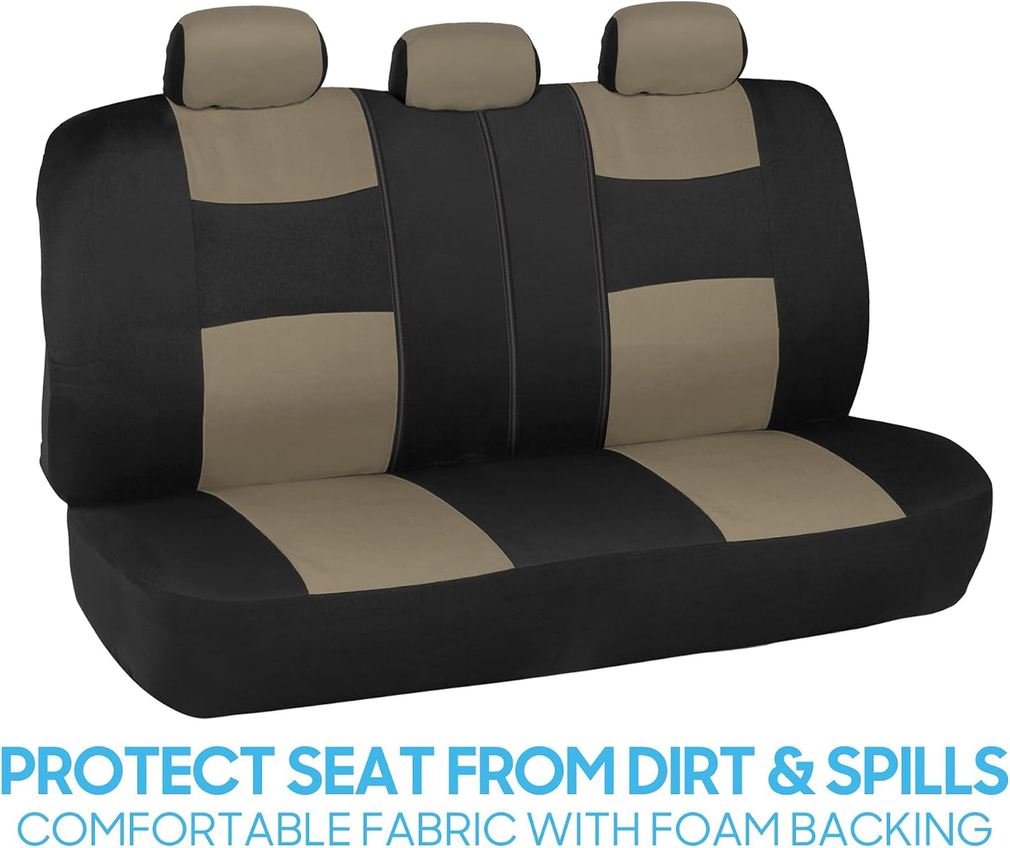 BDK PolyPro Car Seat Covers Full Set in Charcoal on Black – Front and Rear Split Bench for Cars, Easy to Install Cover Set, Accessories Auto Trucks Van SUV