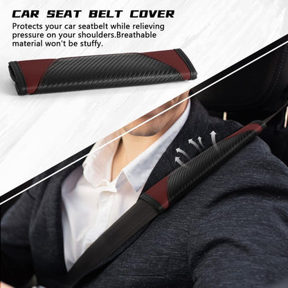 2PCS Car Seat Belt Cover Pad, Soft Carbon Fiber Leather Seatbelt Shoulder Protector for a More Comfortable Driving, Universal Safety Belt Strap Cover to Protect Your Neck (Blue)