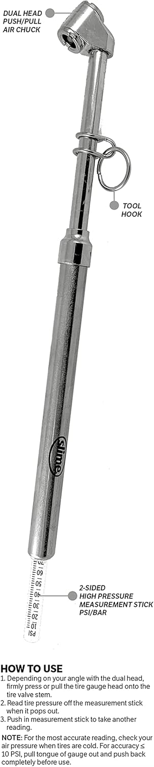 Slime 20049 Tire Pressure Gauge, Large Face Dial Analogue Gauge, 5-60 PSI