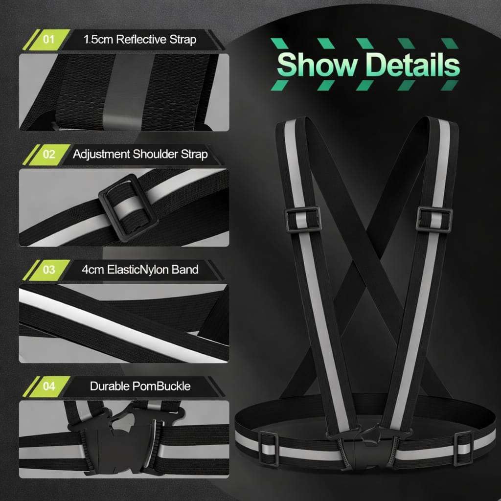 2 Packs Reflective Vest Running Gear, High Visibility Reflective Running Gear Adjustable Elastic Safety Vest for Night Jogging, Biking, Walking or Dog Walking, Running Vest for Men Women Children