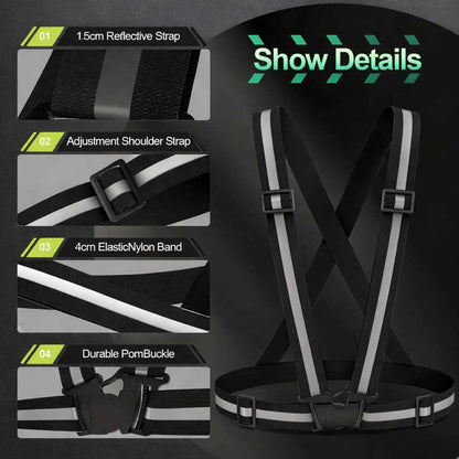 2 Packs Reflective Vest Running Gear, High Visibility Reflective Running Gear Adjustable Elastic Safety Vest for Night Jogging, Biking, Walking or Dog Walking, Running Vest for Men Women Children
