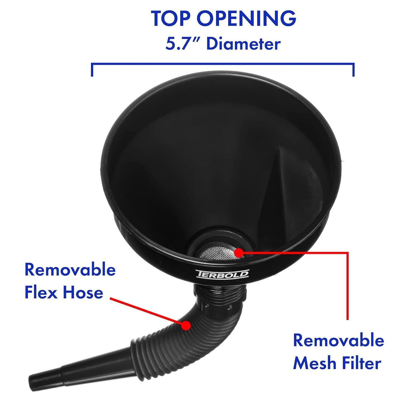 Automotive Flex Funnel with Hose | Wide Mouth Flexible Oil Funnel for Automotive Use - Gas, Transmission Fluid, Car Fuel, Oil Change (Blue)