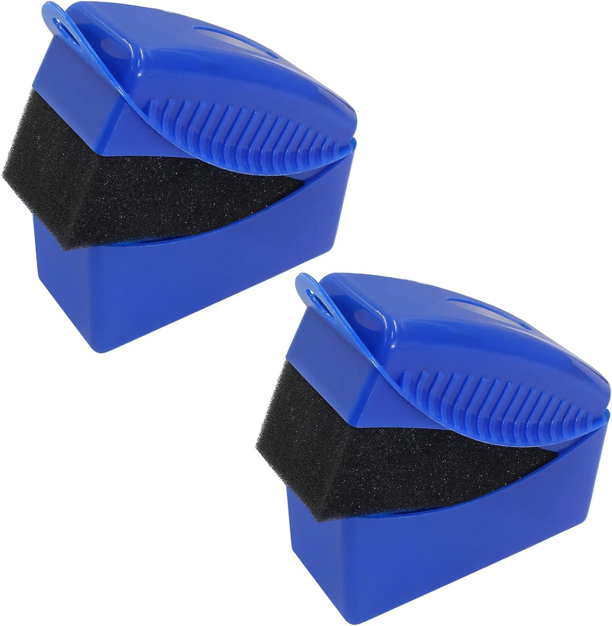 2Pcs Tire Dressing Applicators,Tire Shine Applicator Pads,Reusable Tire Dressing Sponge Pad Car Tire Applicator Pads with Lid for Car Glass, Painted Steel & Porcelain (Blue, Curved