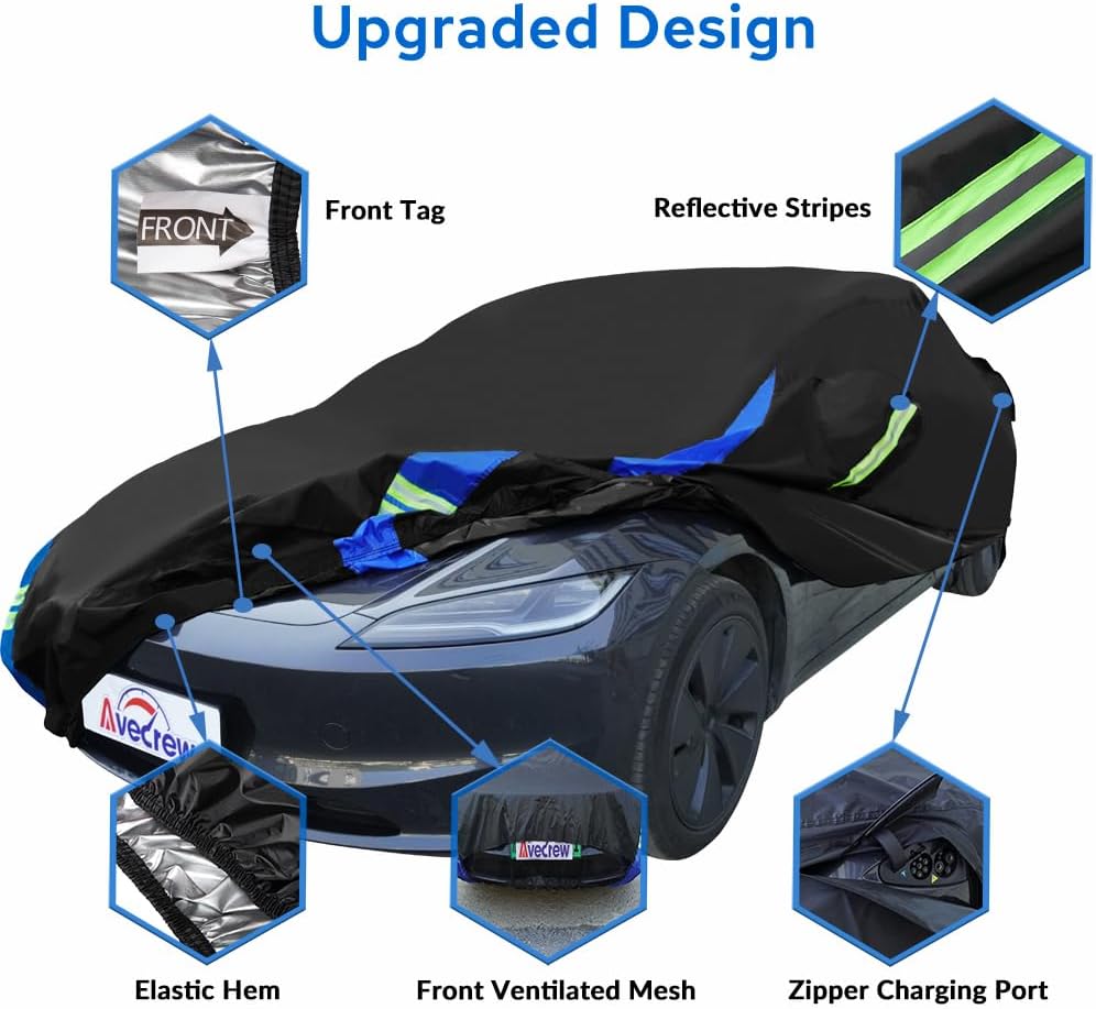 Avecrew Car Cover Waterproof All Weather for Automobiles, Outdoor Heavy Duty Full Exterior Covers for Sedan(194"-208")