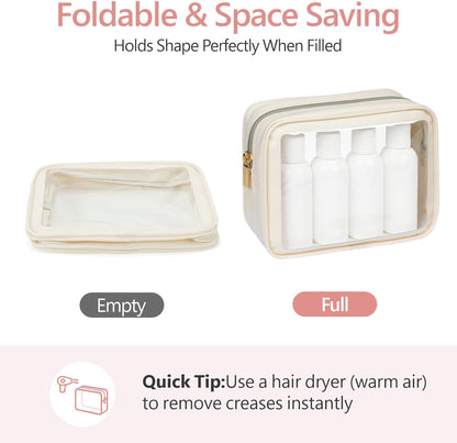 PACKISM Clear Makeup Bag - TSA Approved Toiletry Bag for Carry-on & Checked Luggage, Water Resistant Car Storage Organizer with Reinforced Seams