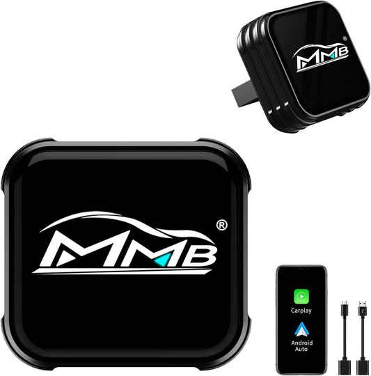 MMB Wireless CarPlay Adapter for iPhone, 2-in-1 Wireless CarPlays & Android Auto Adapter, Convert Wired to Wireless CarPlay,Plug & Play,Auto Reconnect, No Delay, USB-A/Type-C for iOS 10+ & Android 11+