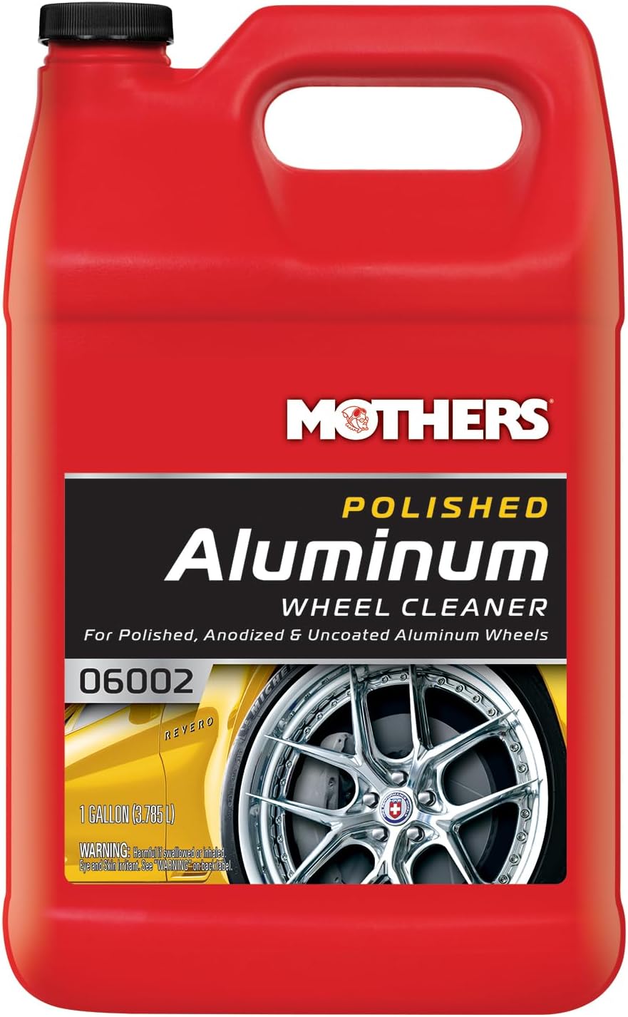 Mothers Polished Aluminum Wheel Cleaner, 24 oz. — Safely Cleans Uncoated Polished Aluminum & Anodized Wheels, Removes Brake Dust, Grease, Dirt & Grime, with Easy Spray-On, Hose-Off Formula (06024)