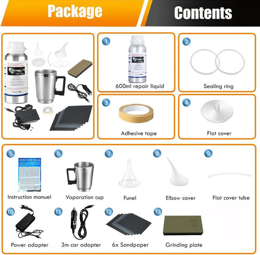 600ML Headlight Restoration Kit Car Headlight Polish Repair Renovation with 600ML Repair Liquid, Auto Head Light Lens Restore Kit for Repair Headlight Yellowing, Haze, Scratches, Oxidation