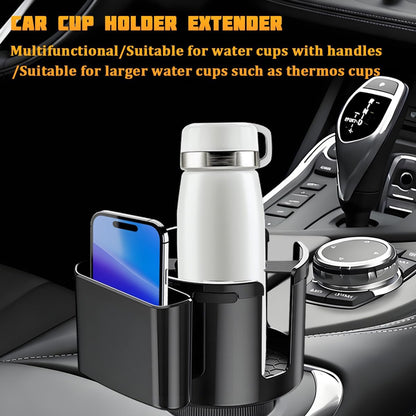 Car Cup Holder Expander, 2 in 1 Expandable Base Vehicle Cupholder Adapter with Phone Holder, Automotive Interior Water Bottle Insert Extender, Universal for SUV RV Truck